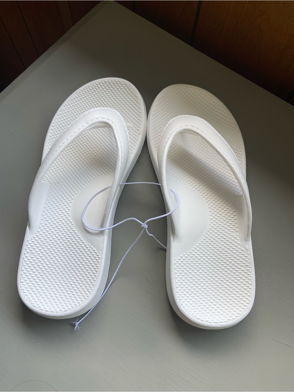 White Textured Flip Flop Sandals